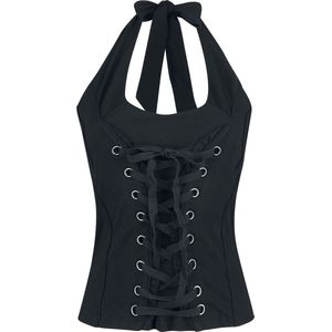 Black Premium by EMP Zwarte haltertop met vetersluiting - Dames - XL