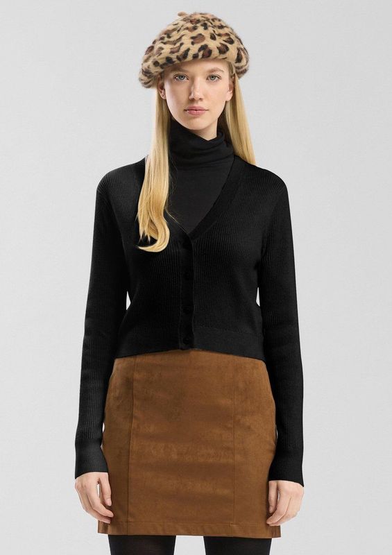 QS - Gebreid Vest - Zwart - V-hals - Lange Mouw