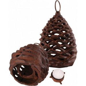 lantaarn dennenappel 12,8 cm gietijzer roestbruin