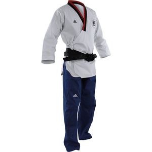 Adidas Poomsae Taekwondopak Boys Wit/Licht Blauw 120cm