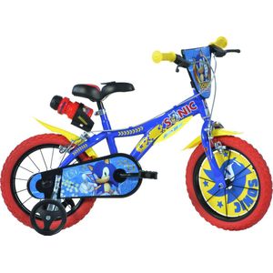 Dino Sonic - Kinderfiets 16 Inch - van 4-6 Jaar - met Zijwieltjes - Jongensfiets Blauw