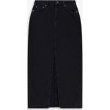 Sissy-Boy - Denim Maxi Rok - Donkergrijs - High Waisted - Met Split
