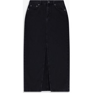 Sissy-Boy - Denim Maxi Rok - Donkergrijs - High Waisted - Met Split