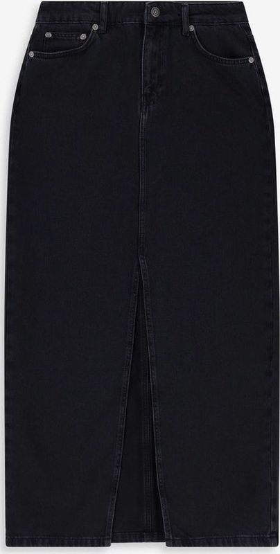 Sissy-Boy - Denim Maxi Rok - Donkergrijs - High Waisted - Met Split