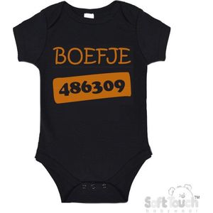 100% Katoenen Romper ""Boefje 486309"" Unisex Katoen Zwart/tan Maat 62/68
