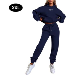 Livano Joggingpak Dames - Huispak - Volwassenen - Trainingspak - Comfortabel - Jogging Pak - Joggingsbroek - Marineblauw - S