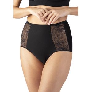 Corrigerend ondergoed buik - Katoenen Kanten shapewear tailleslip  - Zwart