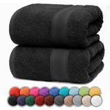 NatureMark - Douchehanddoek - Zwart - 70 x 140 cm - 2 Stuks - 100% Katoen
