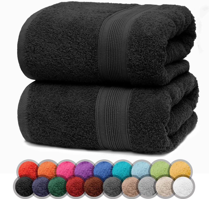 NatureMark - Douchehanddoek - Zwart - 70 x 140 cm - 2 Stuks - 100% Katoen