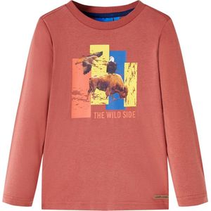 vidaXL - Kindershirt - met - lange - mouwen - 104 - hennakleurig