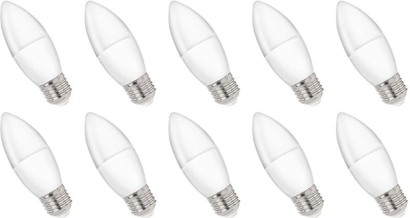 Spectrum - LED Kaarslamp - Neutraal Wit - E27 - 1W - 230V - 90 Lumen - 4000K - 10 stuks