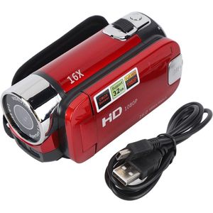Handheld videocamera -Videocamera - Camcorder - Video Camera - Vlog Camera - 16x Zoom - HD1080P 16MP DV-camera,videocamera met 2,7 inch TFT draaibaar scherm en USB-kabel (rood)