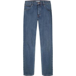 Wrangler Straight Dark Stone Heren Regular Fit Jeans - Spijkerbroek voor Mannen - Donkerblauw - Maat 34/33
