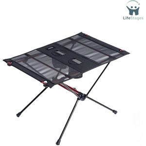 LifeStages - Campingtafel Lichtgewicht - Picknicktafel Opvouwbaar - Aluminium Outdoor Campingtafel Met 2 Flessenrekken - Ultralichte Draagbare Campingtafel Voor Buitenactiviteiten - Zwart