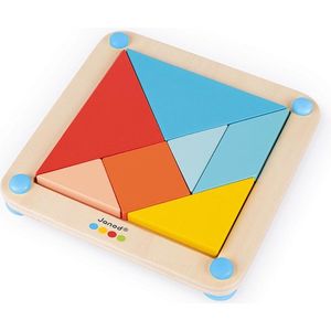 Janod Essential - Tangram: Educatief houten spel voor kinderen - 25 modellen, 7 stukken, 2 moeilijkheidsgraden