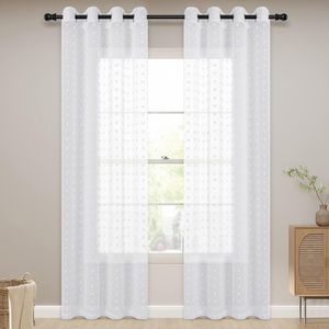 Gordijnen woonkamer gordijnen kinderkamer meisjes slaapkamer pompons in linnenlook linnenstructuur kant-en-klare gordijnen boho gordijn voor grote ramen wit 225 x 140 cm set van 2