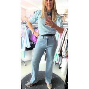 Wide leg jeans - Norfy - High Waist - Stretch - Licht Blauw - Maat 36