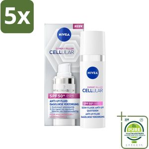 5 x Nivea - Cellular - Expert Filler SPF50+ Serum - Met Hyaluronzuur en SPF - 30 ml - Grootverpakking - NIVEA Cellular Expert - Anti-aging Serum - Zonbescherming - Hyaluronzuur - Rimpelvermindering