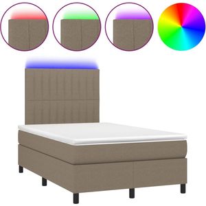 vidaXL-Boxspring-met-matras-en-LED-stof-taupe-120x190-cm