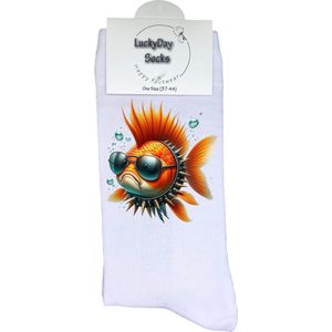 Goudvis - Opkikkertje - Grappige sokken - Valentijn cadeau - Verjaardag cadeau - Kerst cadeau - Grappige sokken - Leuke sokken - Vissen - Vrolijke sokken - Punk - Kerst sokken - Vaderdag - Moederdag - Socks maken Happy - 37-44