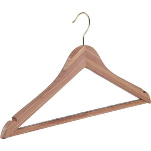 De Kledinghanger Gigant - 30 x Blousehanger / shirthanger anti motten cederhout ongelakt met messinghaak, rokinkepingen en anti-slip broeklat, 45 cm