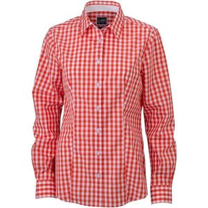 James and Nicholson Dames/dames geruit overhemd (Donker Oranje/Wit)