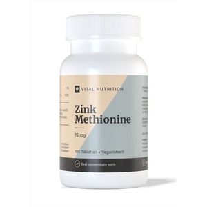 Vital Nutrition Zink Methionine - 15 mg - Goed opneembaar - Plantaardig - 100 tabletten