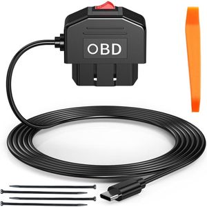 Type-C OBD Câble d'Alimentazione Adapter for Dashcam, GPS, Radar, OBD2 to Type C, with Switch Button, 12V-36V to 5V/3A Dashcam, OBD2 Monitoring 24/24/Acc Mode