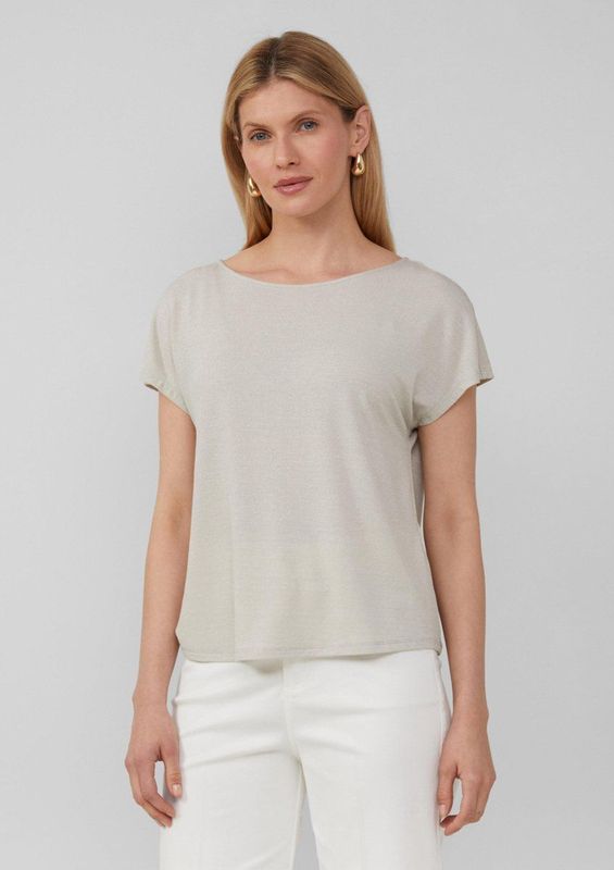 T-shirt - Glinsterend - Relaxed Fit - U-halslijn - Semi-transparant