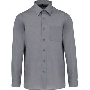 Kariban Overhemd in onderhoudsvriendelijk polykatoen-popeline heren K545 - Marl Storm Grey - XS