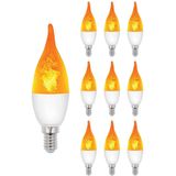 VITO LED Vlam-Effect Kaarslamp E14 - 3W (vervangt 15W) - 120lm - 1400K Amber - 230V - Realistisch Vlamlicht - 10 stuks