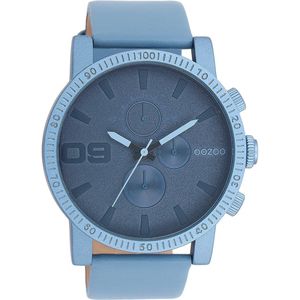 OOZOO Timepieces - Blauwe OOZOO horloge met blauwe leren band - C11216