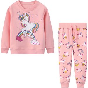 Kinderen Trainingspak Roze voor Meisjes - Sportkleding Set met Sweatshirt en Broek voor Leeftijd 2-7 Jaar