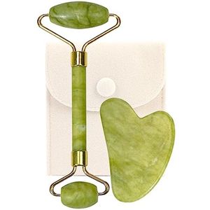 Set van 3 Jade Roller en Gua Sha met Opbergtas - Voor Een Stralende Huid en Ontspanning
