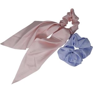 Jessidress® Dames Haarelastiek met Scrunchie Elegante haarsjaal Haarelastieken - Blauw/Roze