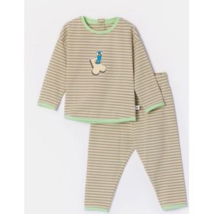 Woody pyjama baby unisex - groen/beige gestreept - duif - 252-10-PZG-Z/933 - maat 86