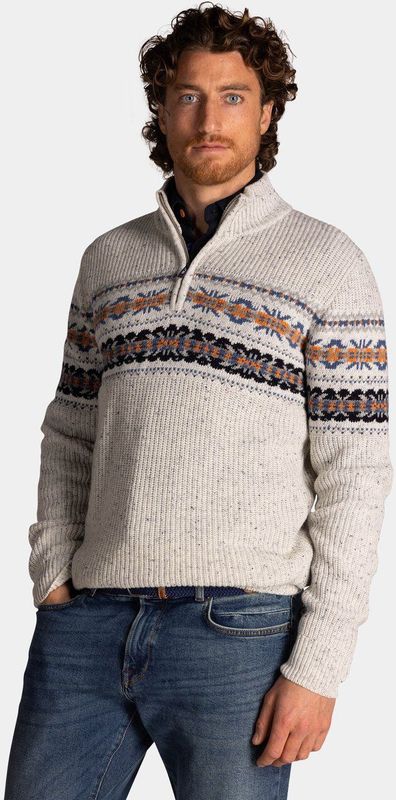 NZA - Ecru katoenen half zip trui