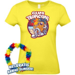 Dames t-shirt Tropical Holiday | Toppers in Concert 2024 | Club Tropicana | Hawaii Shirt | Ibiza Kleding | Lichtgeel Dames | maat XXL