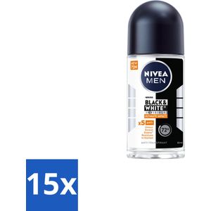 15 x NIVEA MEN - Deodorant Roller - Black & White Ultimate Impact - 50 ml - Deodorant Roller - Anti-vlekken - Zweetbescherming - Geurbescherming - Huidbescherming