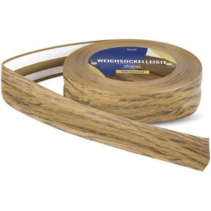 DQ-PP ZACHTE PLINT, 75 m (3x25m), Eik, 32 x 23 mm, PVC, zelfklevend, knikhoek plinten rubberen strip plint hoekprofiel afsluitstrip vloerlijst