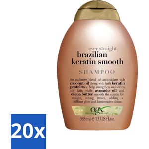20 x OGX - Brazilian Keratin Therapy - Shampoo - Versterkend - Gladmakend - 385 ml - Braziliaanse Keratine - Haar Conditioner - Haarmasker - Voedende Shampoo