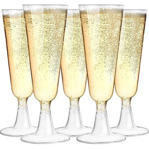 48 Plastic Champagneglazen voor Bruiloften, Verjaardagen, Kerst & Feesten, 150ml - Herbruikbare Kunststof Champagne Glazen - Elegante Plastic Glazen voor Cocktails, Dessert