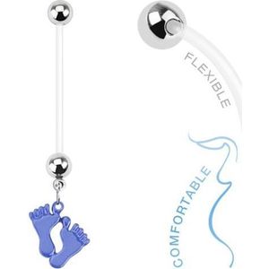 Fako Bijoux® - Zwangerschapspiercing - Babyvoetjes - Blauw