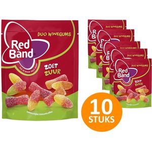 Red Band Duo winegums Zoet Zuur Snoep 10 zakken à 190g - Winegums - Zacht snoep - Stazak