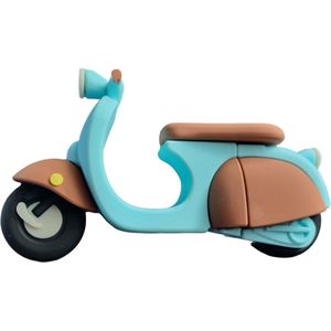 Ulticool Vintage Stijl Scooter USB Stick - 128GB - USB 3.0 - Retro Ontwerp - Hoge Snelheid Geheugenstick - Cadeau Idee - Cadeaupakket - Pakket - Top 10 - Kados - Tiener Jongen Meisje 12 Jaar 13 Jaar 14 Jaar – Turquoise / Bruin