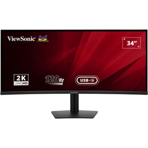 ViewSonic - VA3420C - Monitor - Zwart - 34 inch - UWQHD - 3440x1440 - Gebogen 1900R - IPS - 120Hz - 1ms - USB-C 100W