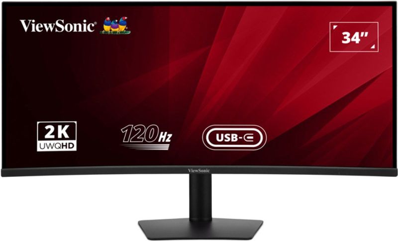 ViewSonic - VA3420C - Monitor - Zwart - 34 inch - UWQHD - 3440x1440 - Gebogen 1900R - IPS - 120Hz - 1ms - USB-C 100W