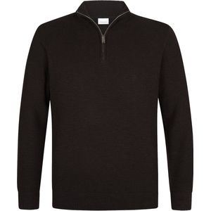 Profuomo - Slim Fit Trui - Katoen - Bruin - Korte Rits