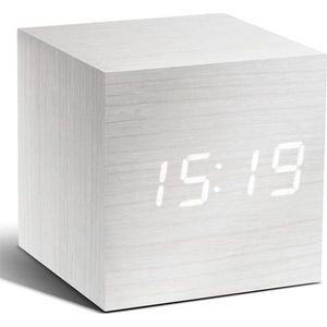 Gingko Cube click clock Alarmklok - Wit/LED Wit