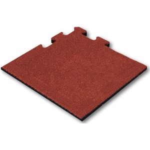 Rubber tegel 25mm 50x50 cm Rood - Puzzelsysteem Hoekstuk